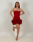 Abito ROT - abito tessuto bandage, scollo a cuore con rose sul finale della gonna COLLEZIONE CHIC