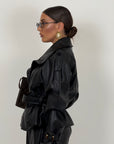 Giacca TOMS - giacca in eco pelle con cintura nel punto vita - top quality ￼