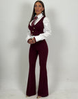 Tailleur AQUA - tailleur sartoriale 3 pezzi - gilet cotto giacca crop e pantaloni a zampa