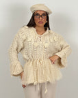 Maglia simil lana con fiori in 3D