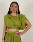 CORDSET ZANTE - Completo top corto e gonna lunga con spacco