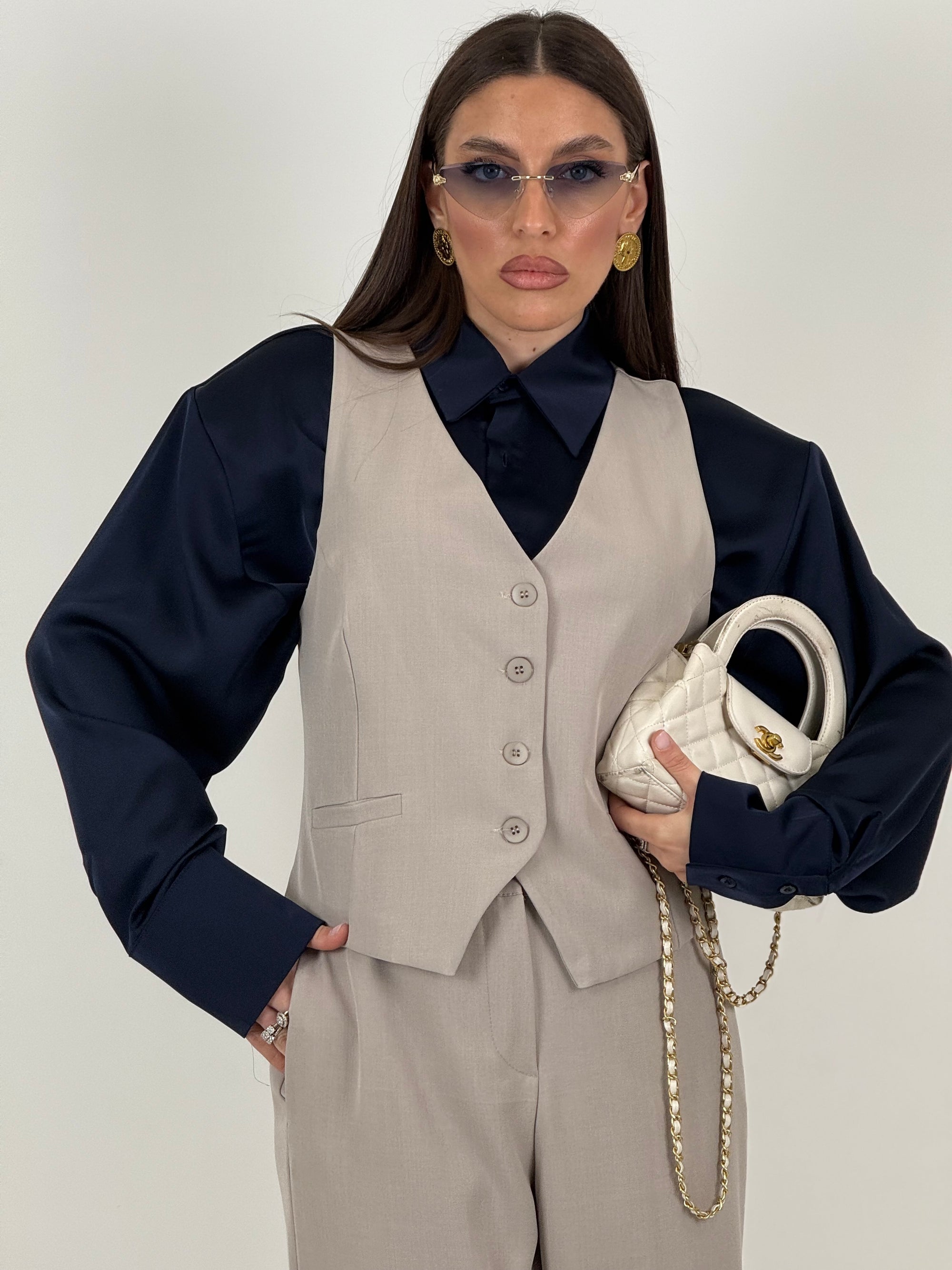 Tailleur LORETTA - Completo gilet e pantalone palazzo