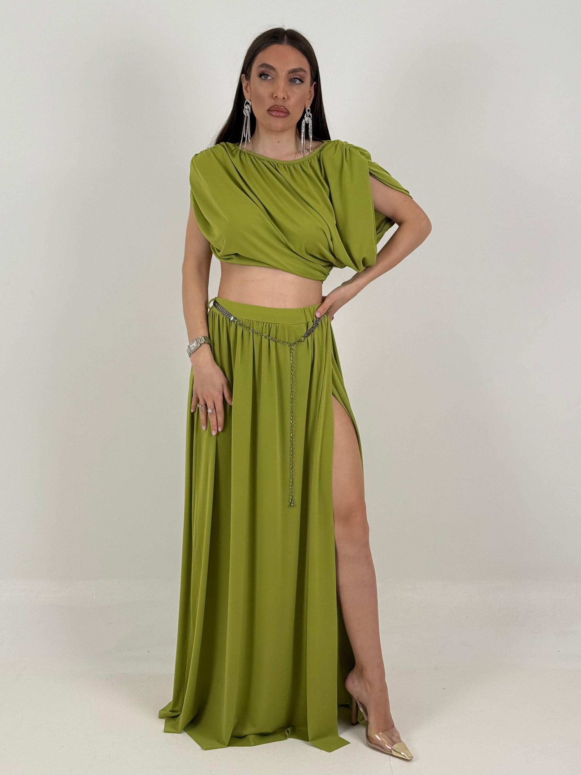 CORDSET ZANTE - Completo top corto e gonna lunga con spacco