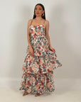 Abito LUCIA - abito lungo con balze sulla gonna fantasia a fiori COLLEZIONE CHIC
