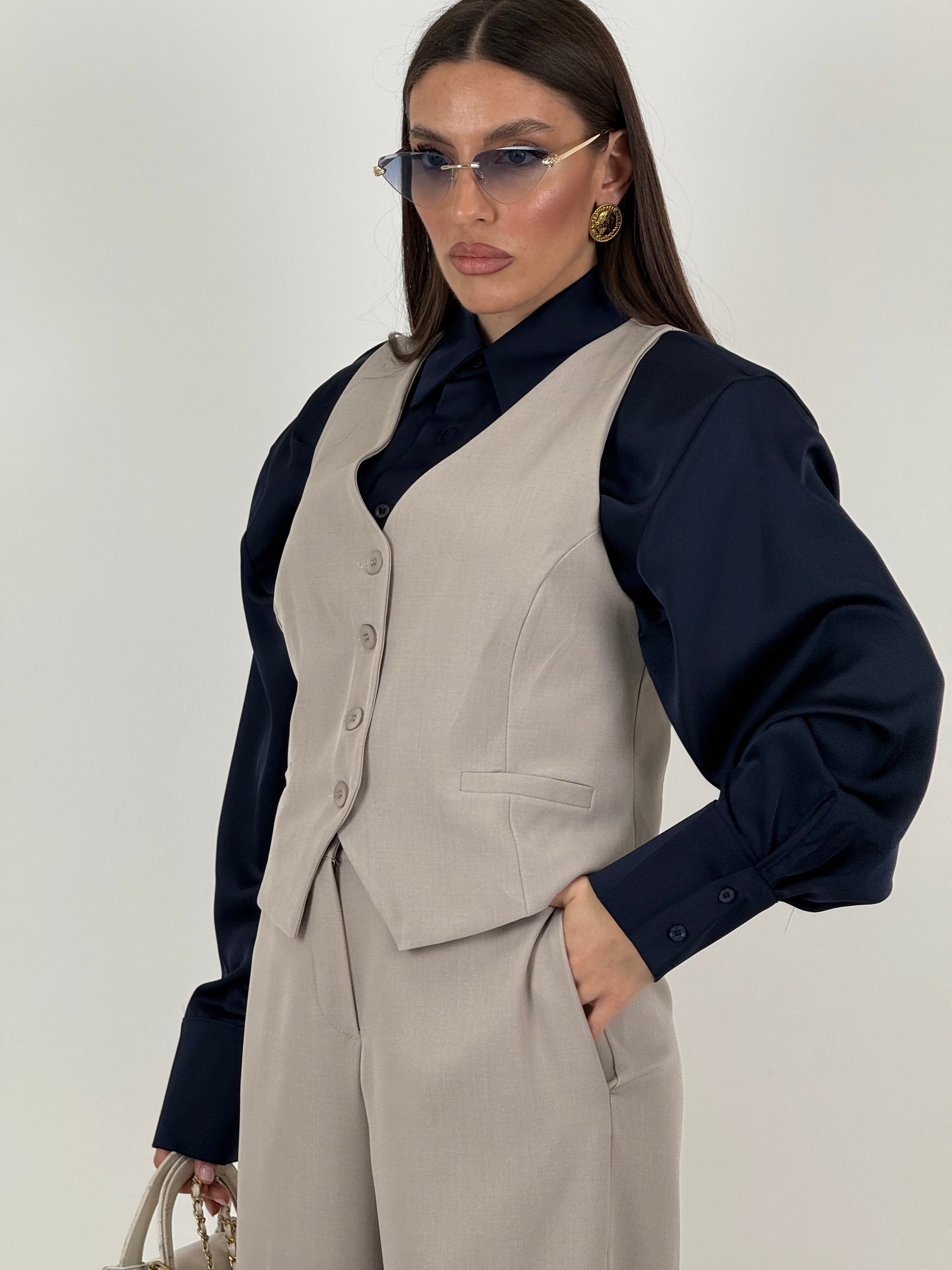 Tailleur LORETTA - Completo gilet e pantalone palazzo