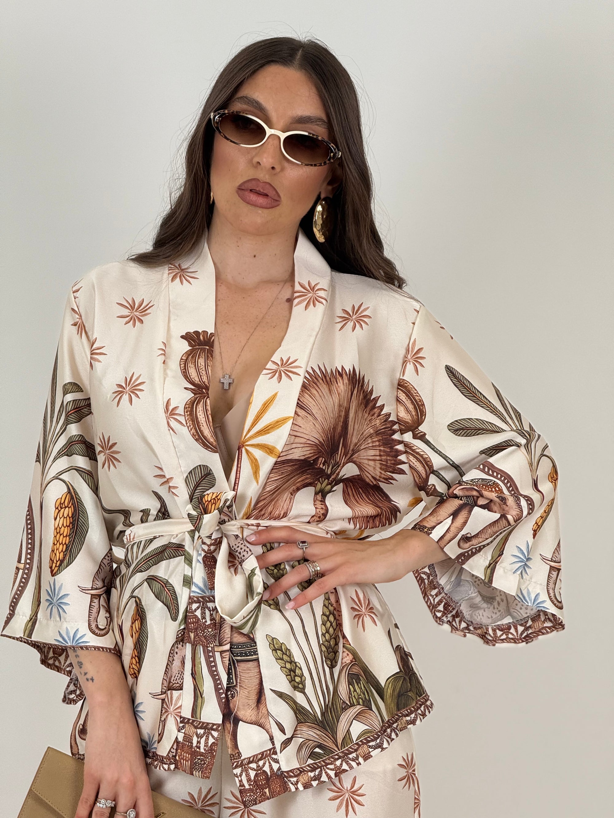 Tailleur kimono CIRCUS - io a casa dell’hockey Monaco e pantalone, palazzo effetto seta