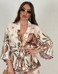 Tailleur kimono CIRCUS - io a casa dell’hockey Monaco e pantalone, palazzo effetto seta