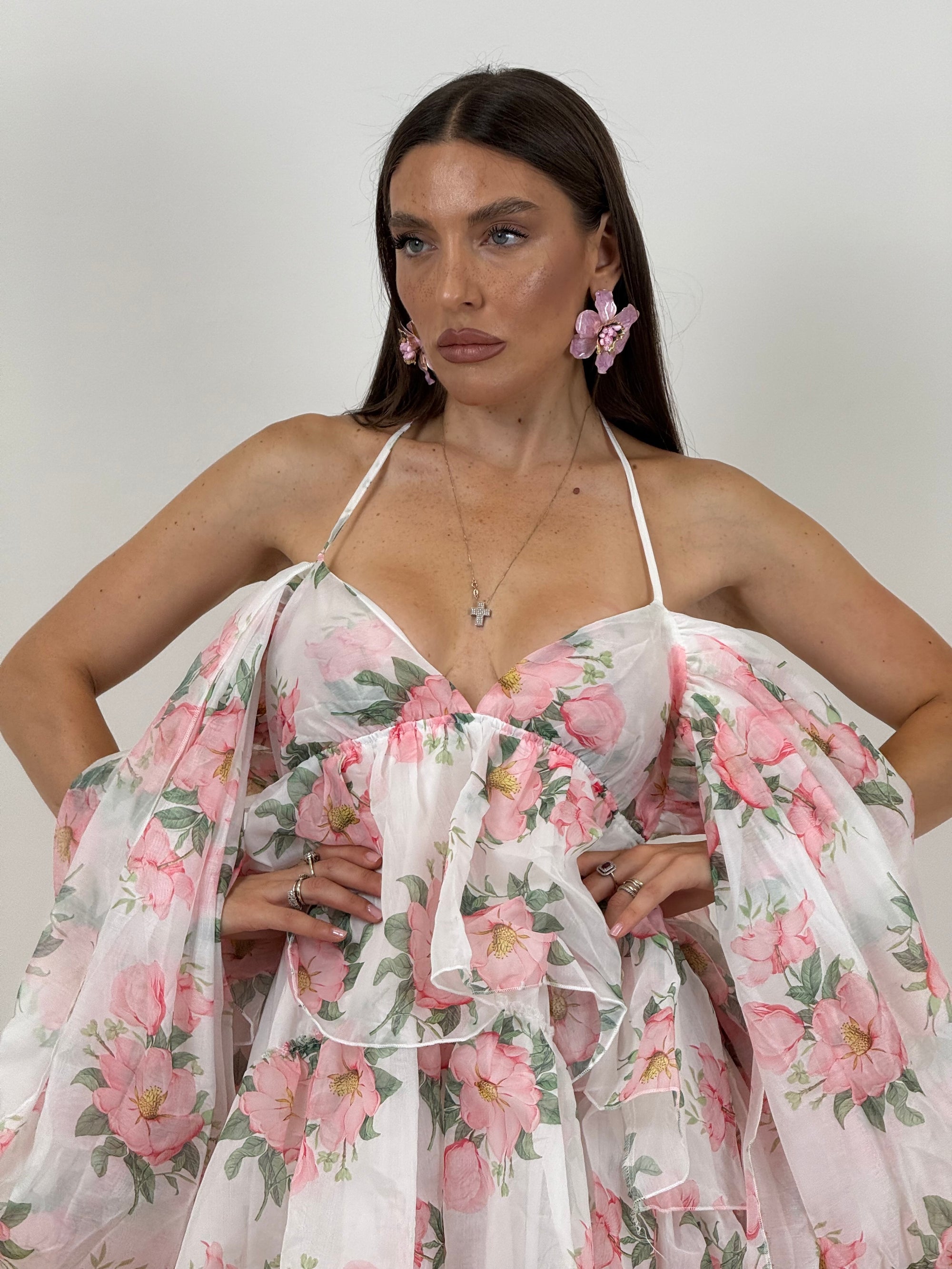 Abito rox - abito in chiffon con manica particolare scollo barca- collezione Chic