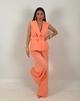 TAILLEUR PESCA - tailleur composto da gilet con cintura e pantalone palazzo