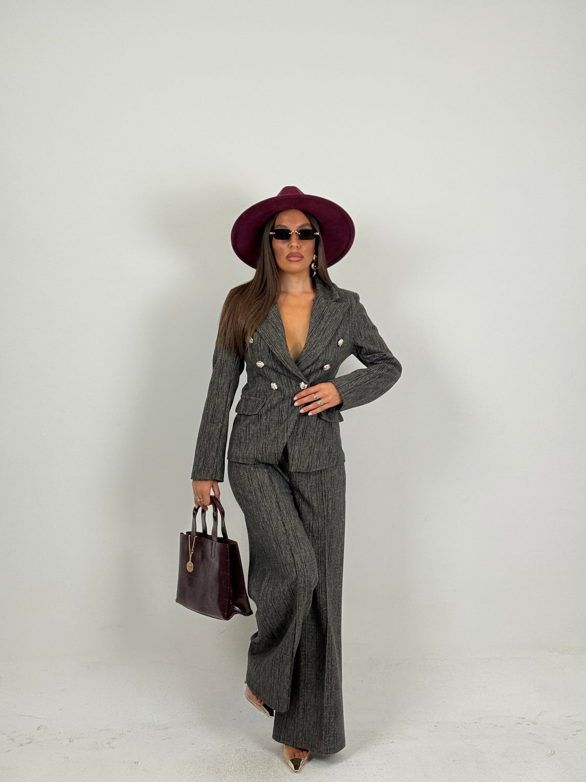 Tailleur Miranda - giacca doppiopetto e pantalone palazzo
