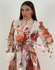 Abito PRINCESSE- abito lungo fantasia rose rosse con base bianca - collezione chic