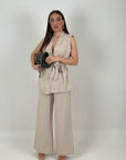 SALDO Tailleur GELSOMINA - tailleur giacca modello accappatoio pantalone palazzo - fantasia gessata