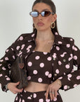 Codset Nautilus - completo tre pezzi fantasia a pois composto da giacca top e pantalone ballon