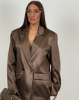 Tailleur LOUMINOUS - tailleur effetto seta con giacca over e pantaloni palazzo