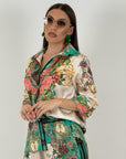Cordset FIORE - completo composto da camicia e pantalone palazzo a fantasia