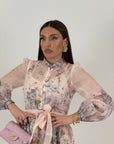 Abito GARDENIA - abito lungo a fantasia lilla rosa - collezione chic