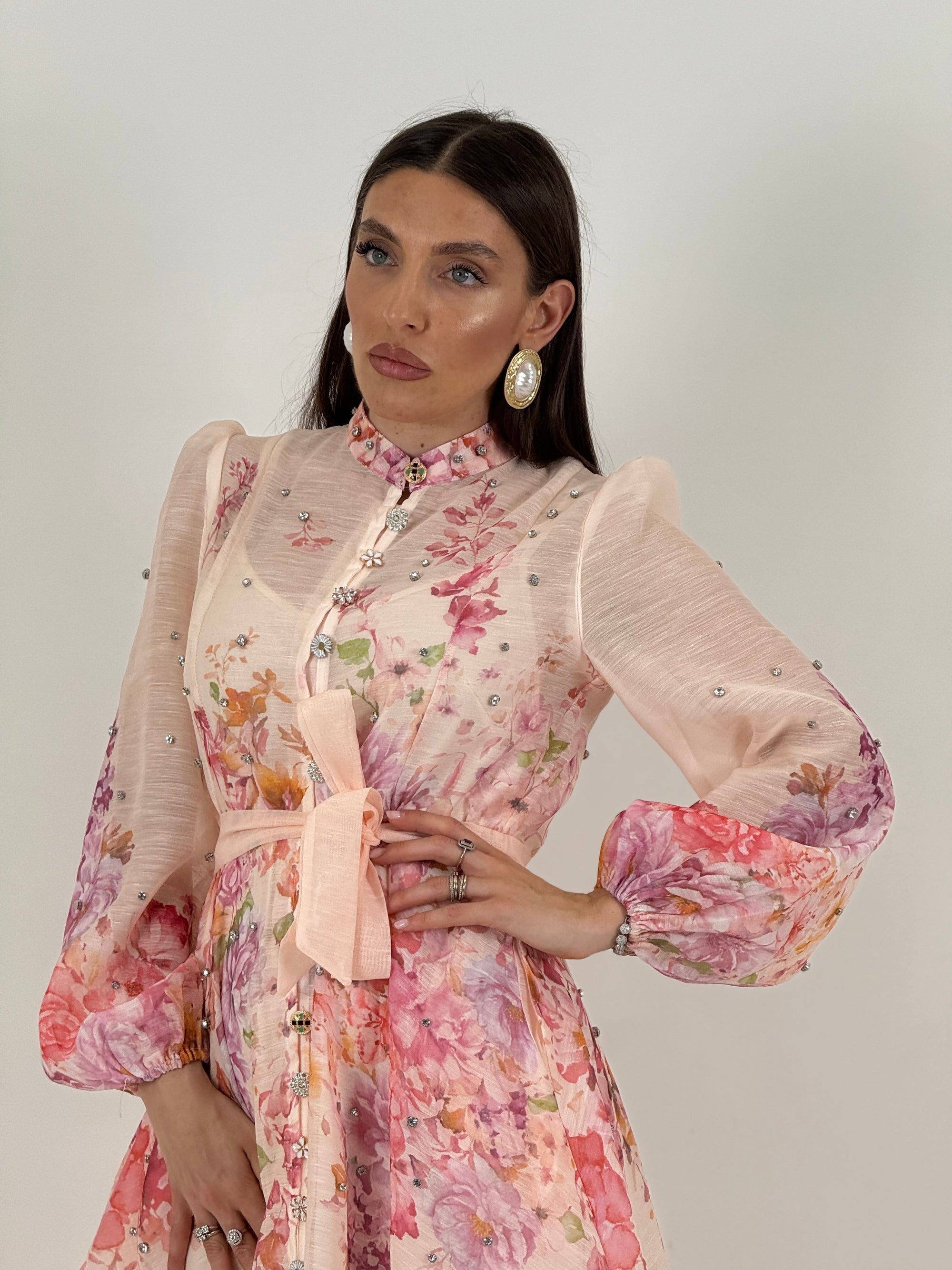 Abito TOSCANA - abito corto fantasia a fiori - abito collezione chic