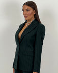 Tailleur SHOPPING - Tailleur sartoriale fantasia gessata con giacca monopetto e pantalone a palazzo