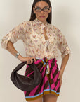 Gonna pareo riga fucsia