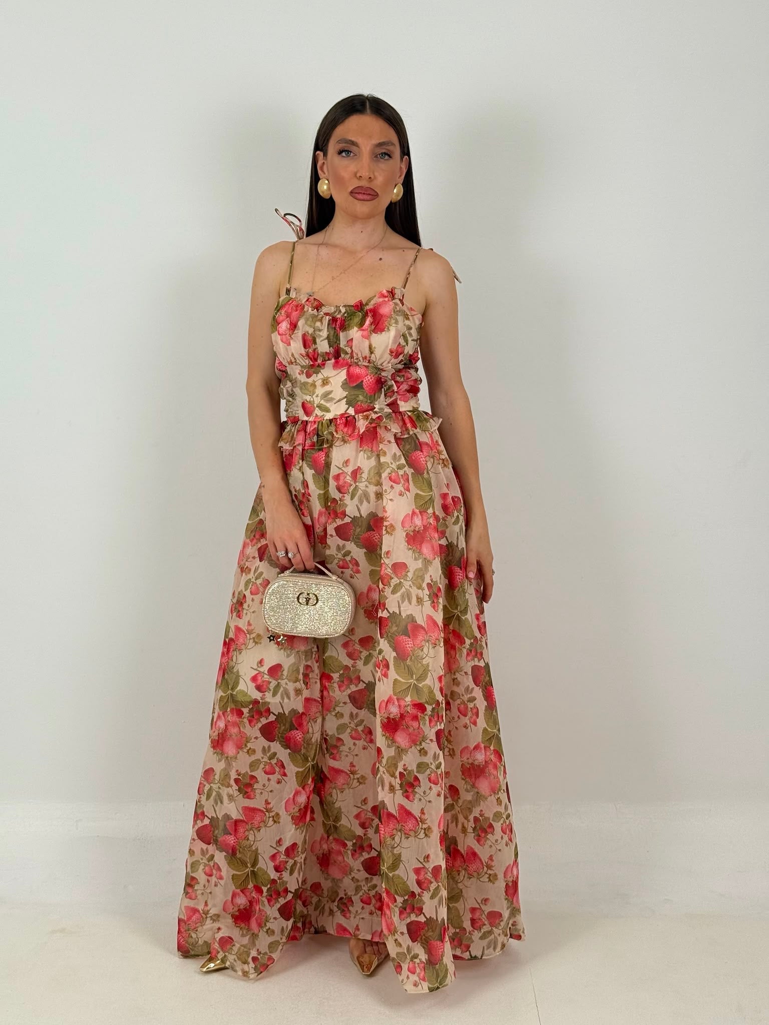 Abito FRAGOLINA - abito lungo fantasia fragole COLLEZIONE CHIC