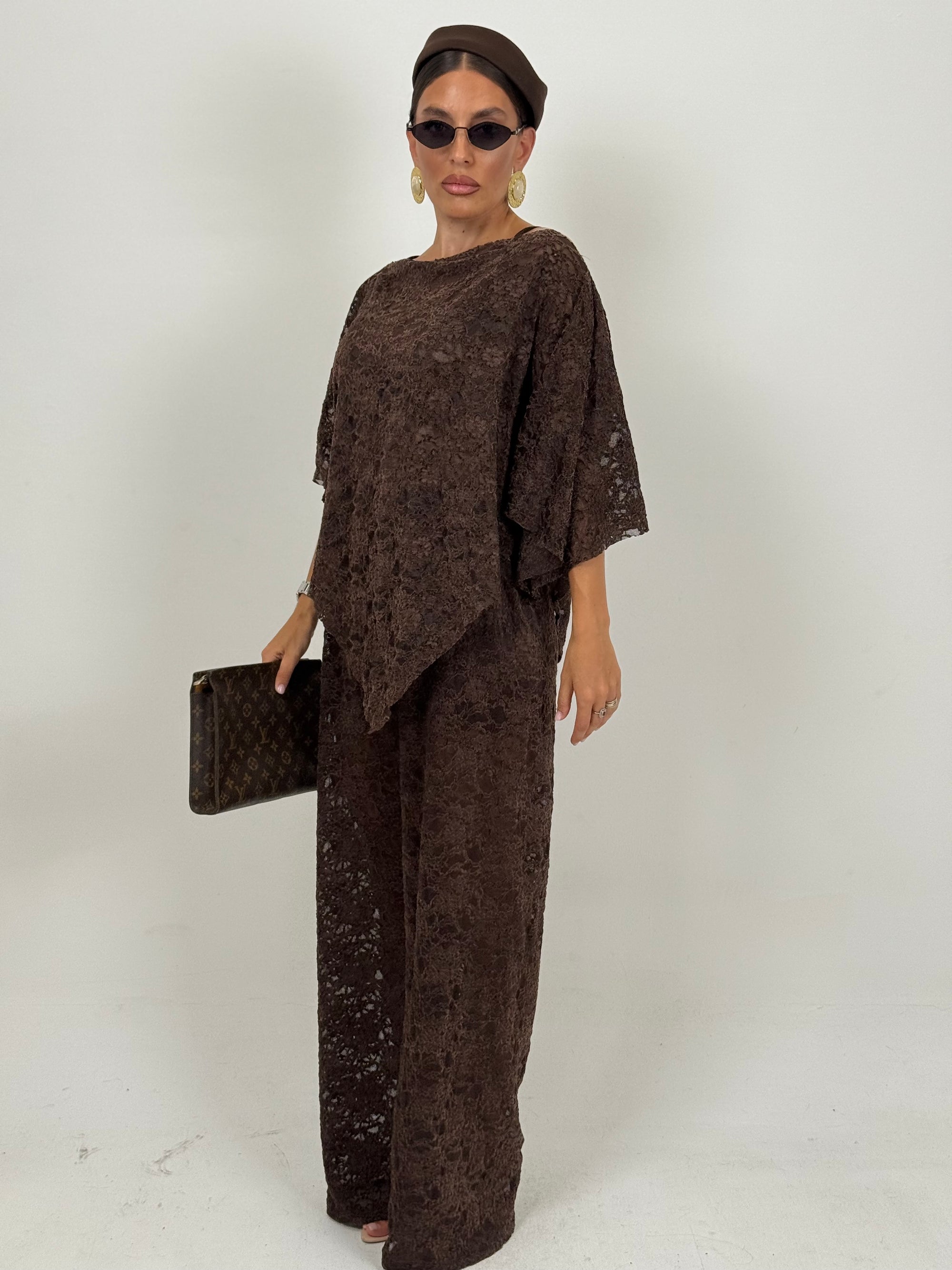 Completo HAILY - Cordset in pizzo blusa particolare e pantalone palazzo