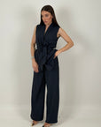 SALDO Tailleur GELSOMINA - tailleur giacca modello accappatoio pantalone palazzo - fantasia gessata