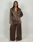 Tailleur LOUMINOUS - tailleur effetto seta con giacca over e pantaloni palazzo