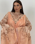 Abito duchessa - abito lungo in chiffon dai colori pesca e bronzo - collezione chic