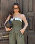 Cordset NUNZIA - completo top a fascia e pantalone palazzo - tailleur estivo