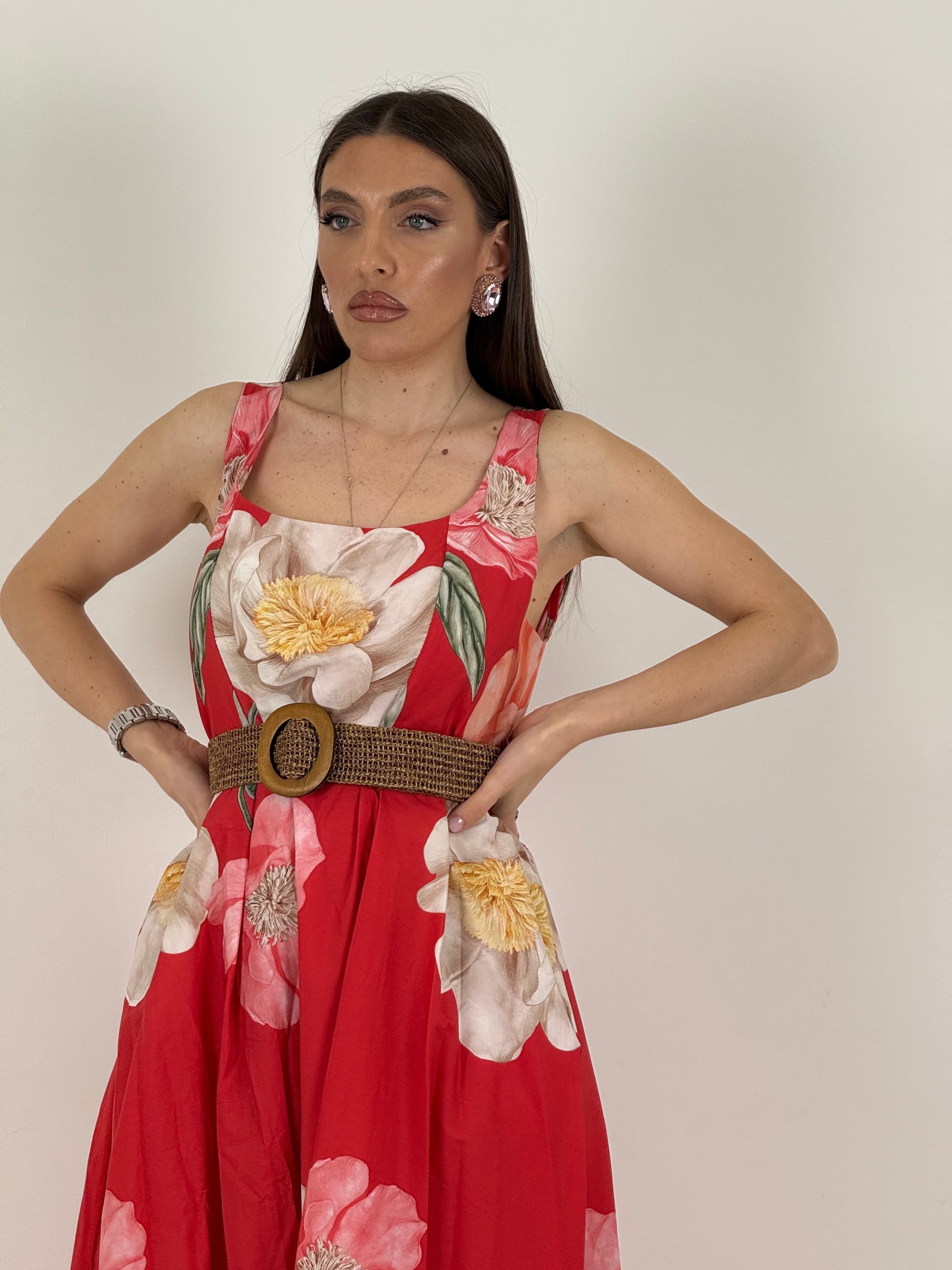Abito follow - abito longuette in cotone fantasia fiori - collezione chic