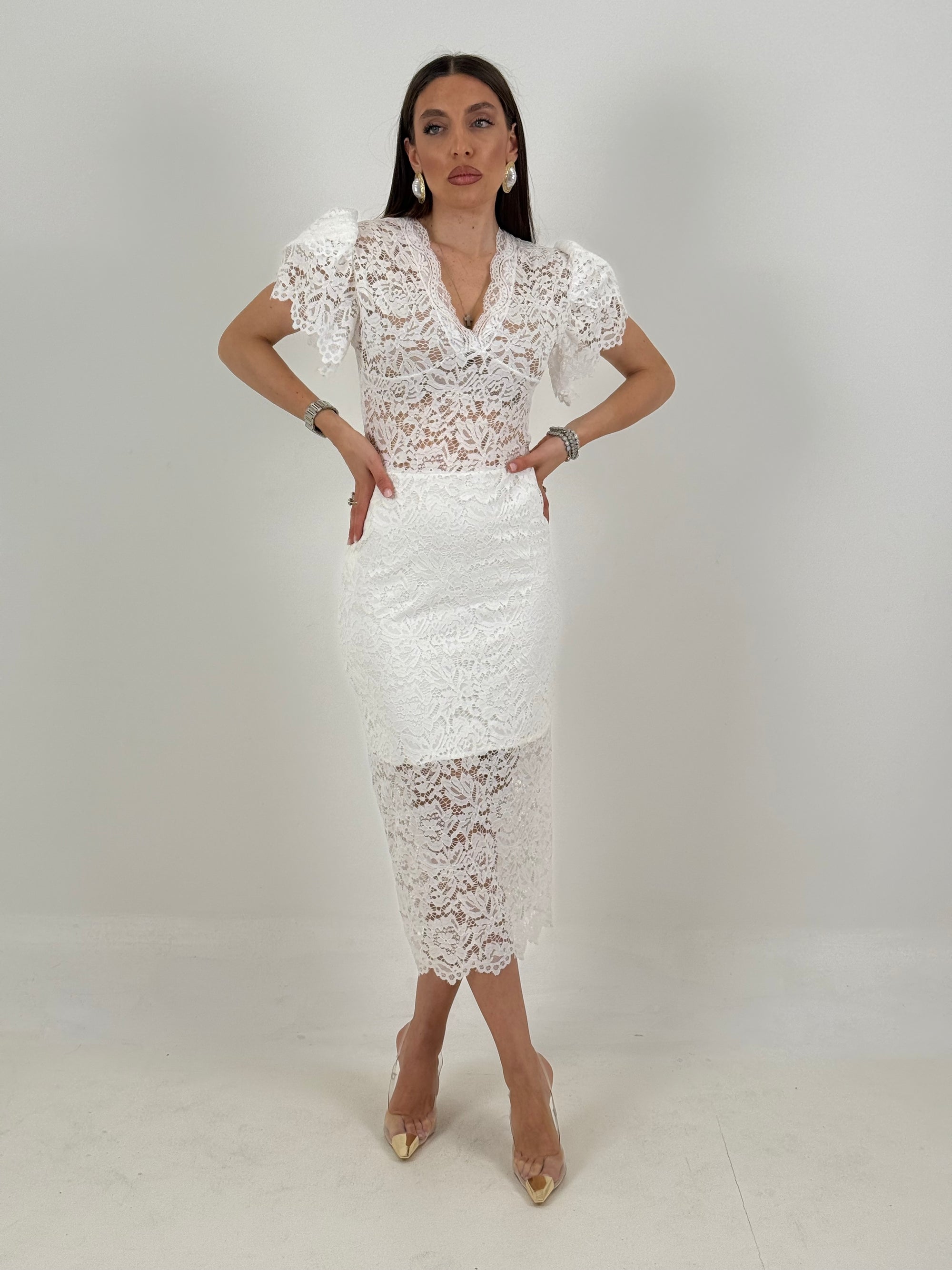 Abito AMBER - abito longuette in pizzo - tessuto elastico - COLLEZIONE CHIC