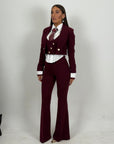 Tailleur AQUA - tailleur sartoriale 3 pezzi - gilet cotto giacca crop e pantaloni a zampa