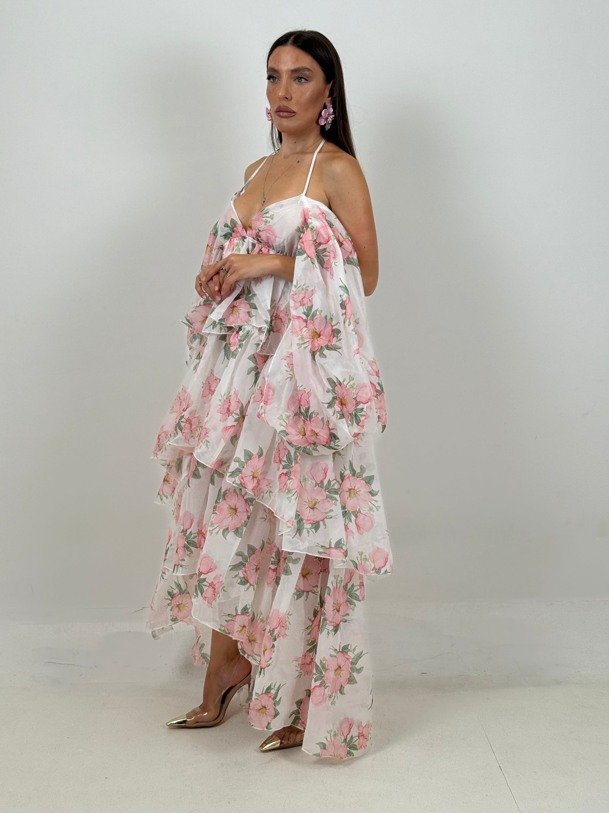 Abito rox - abito in chiffon con manica particolare scollo barca- collezione Chic