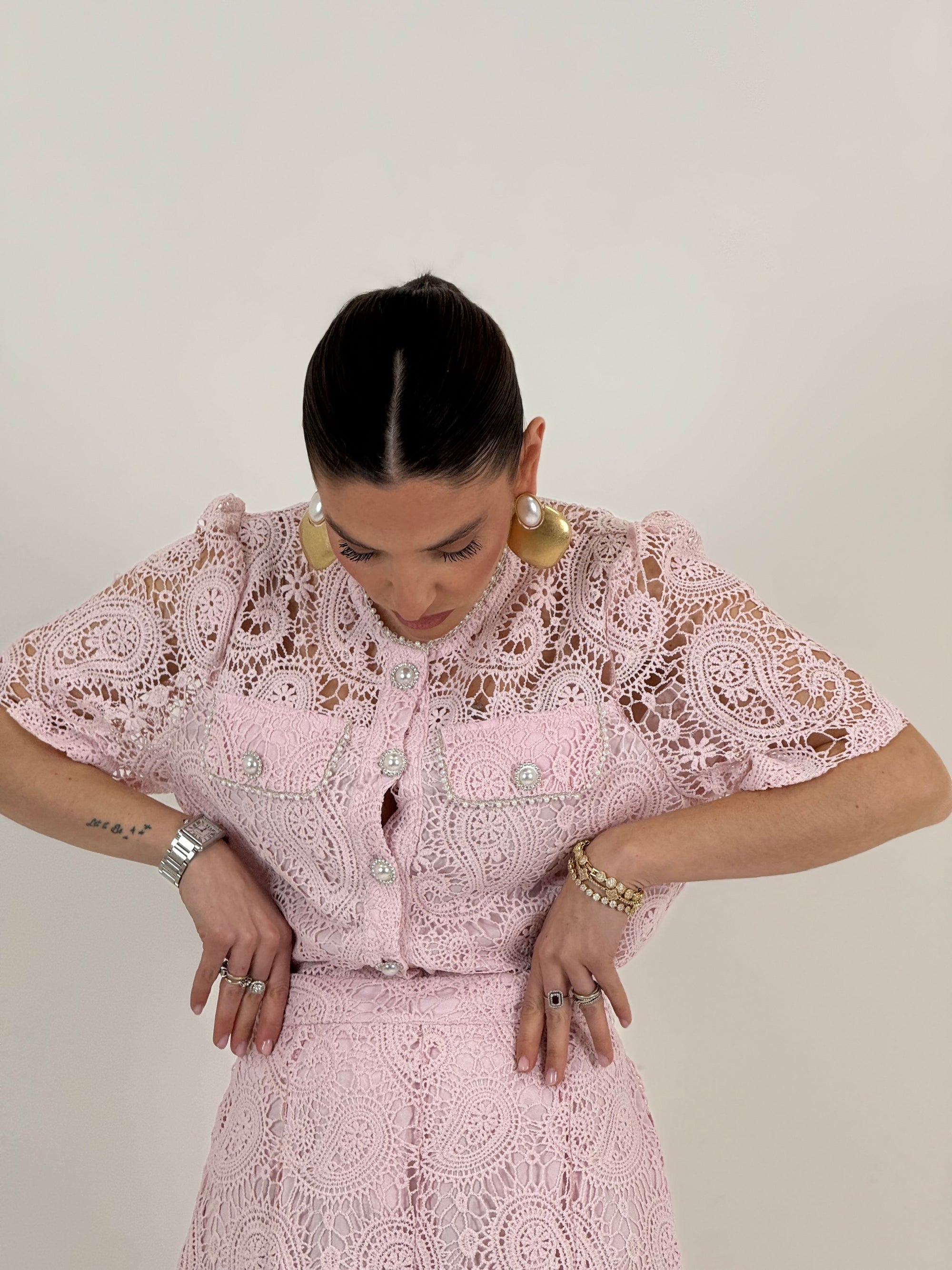 Completo FIORETTA - completo in pizzo composto da camicia e gonna lunga - collezione chic