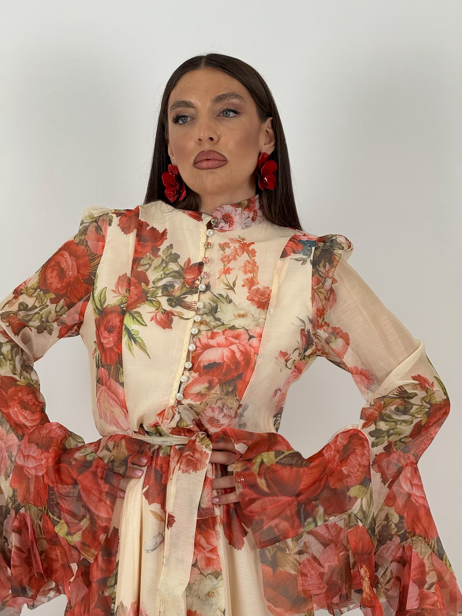 Abito VOLANT - abito lungo con manica e finale della gonna con rouche COLLEZIONE CHIC