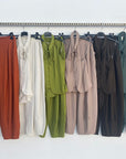 CORDSET INTRECCIO - completo composto da top con schiena scoperta, bottoni e fiocco e pantalone con elastico finale