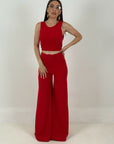 Cordset RED - completo composto da pantalone palazzo, cintura e top corto