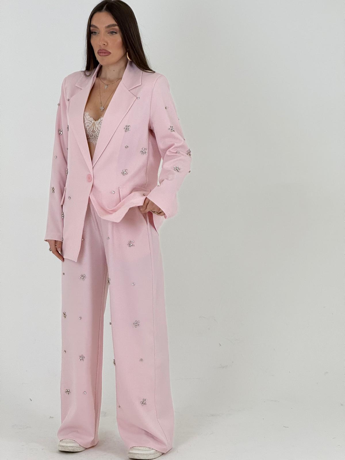 Tailleur KATIA - Completo giacca e pantalone con dettagli in pietra