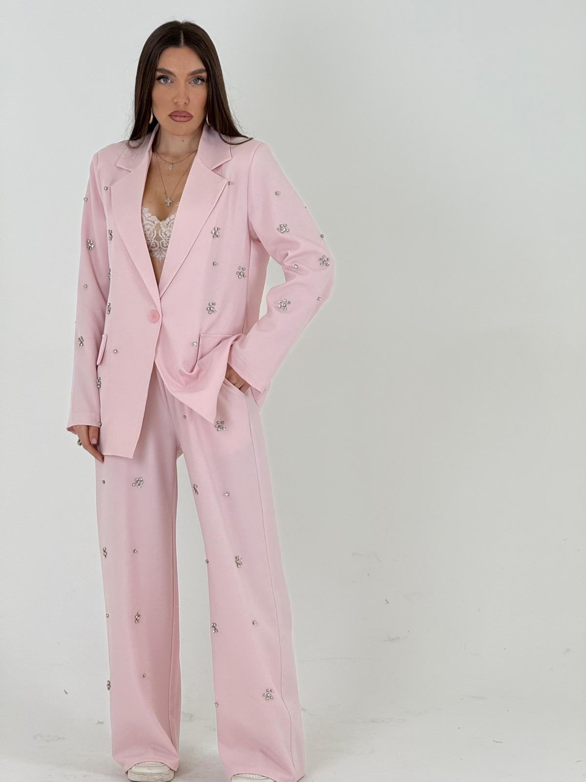 Tailleur KATIA - Completo giacca e pantalone con dettagli in pietra