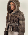 Pelliccia in visone grigio scuro N101 - LIMITED EDITION - giacca in visone taglio orizzontale