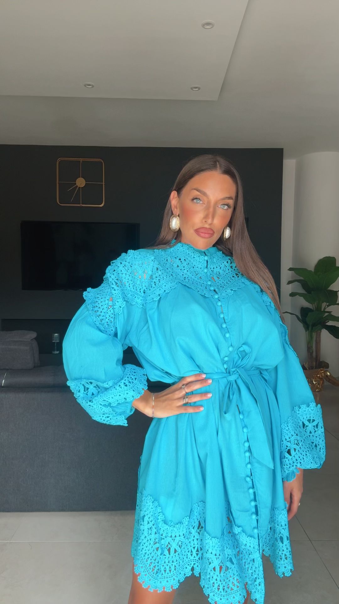 SALDO Abito LING - Abito corto con bottone e cintura - COLLEZIONE CHIC