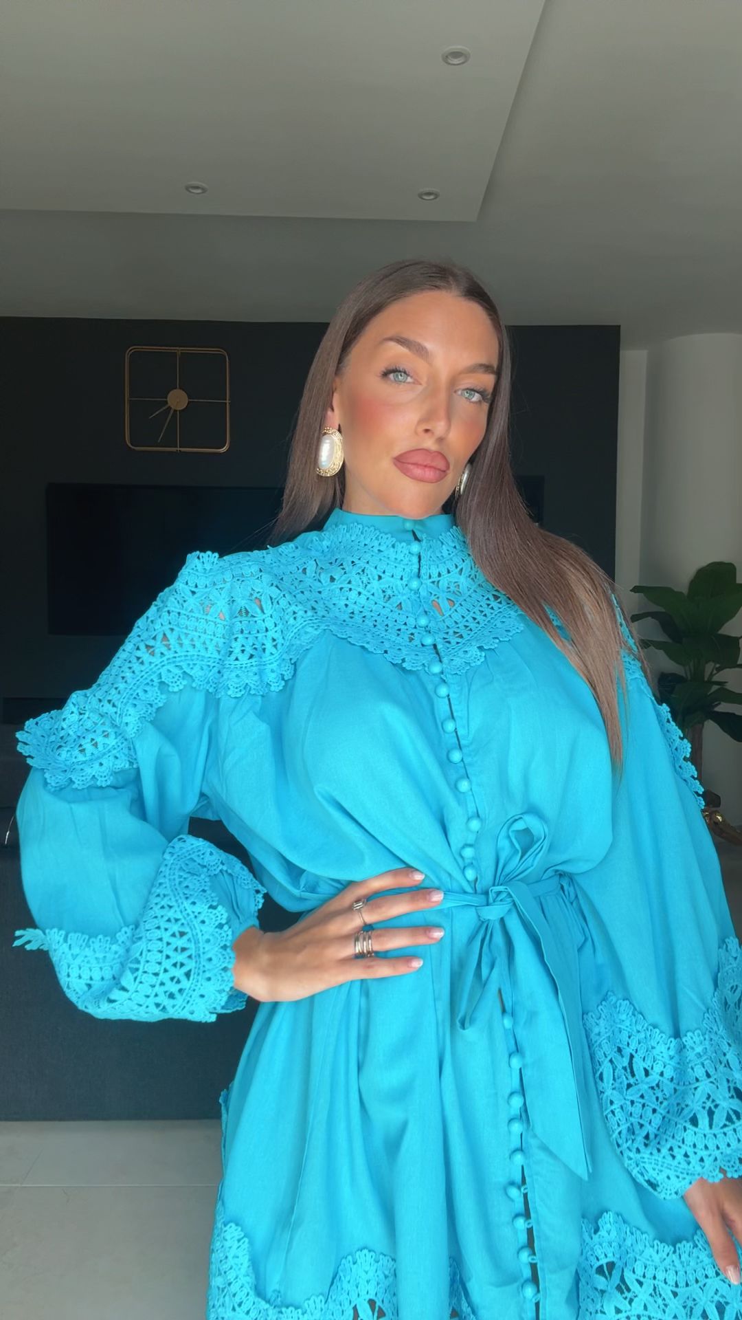 SALDO Abito LING - Abito corto con bottone e cintura - COLLEZIONE CHIC