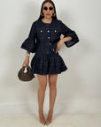 Cordset BRIGITTA - Completo giacca e gonna corta in jeans