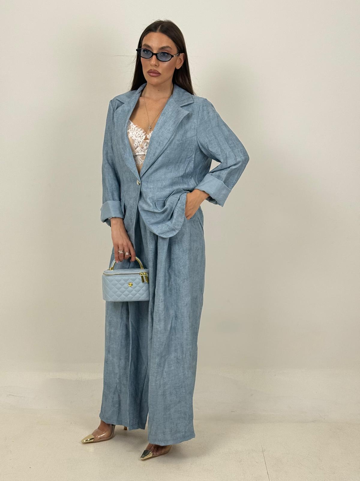 Tailleur CHIARA - Completo effetto lino con giacca monopetto e pantalone