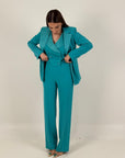 Tailleur NABY - Tailleur sartoriale tre pezzi, panciotto doppio petto giacca e pantalone palazzo