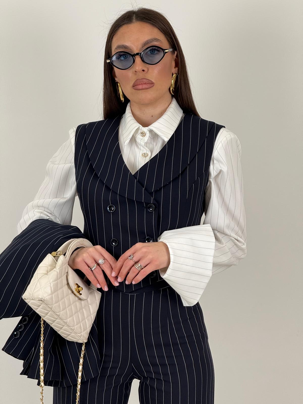 Tailleur Swami - Tailleur sartoriale tre pezzi top giacca e pantalone gessato