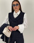 Tailleur Swami - Tailleur sartoriale tre pezzi top giacca e pantalone gessato