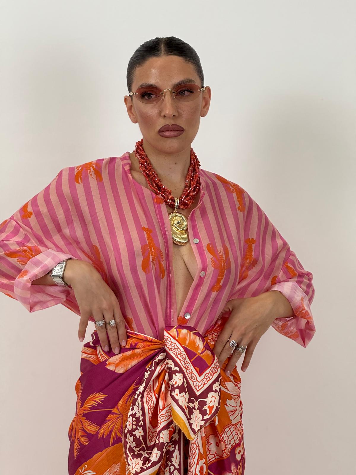 Camicia a righe con aragosta