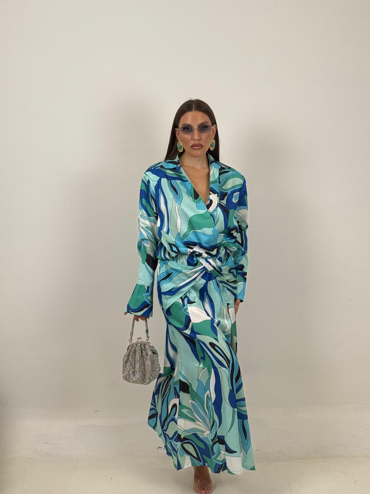 Cordset CELESTE - COMPLETO CAMICIA E GONNA LUNGA - COLLEZIONE CHIC