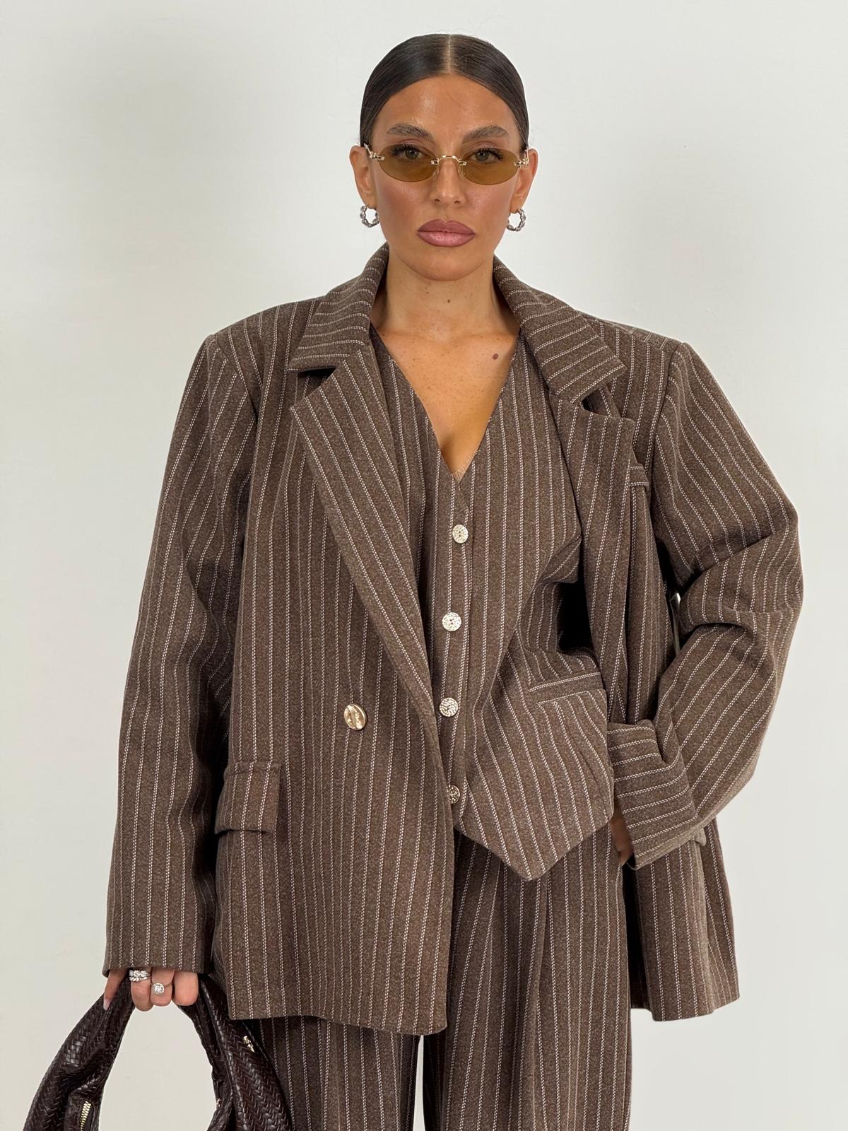 Tailleur LINA - Completo tre pezzi,giacca gilet e pantalone gessato
